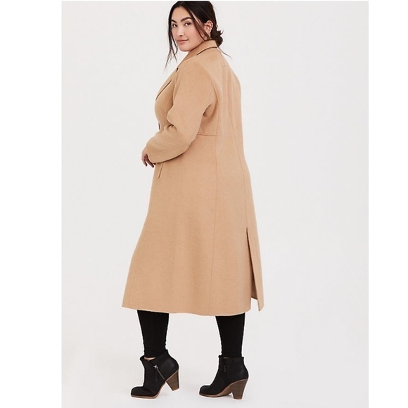Torrid 3 TAUPE WOOLEN BUTTON FRONT DUSTER COAT - Picture 4 of 12